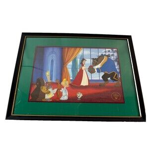 Disney Lithograph Print The Beauty and the Beast Exclusive Black Frame